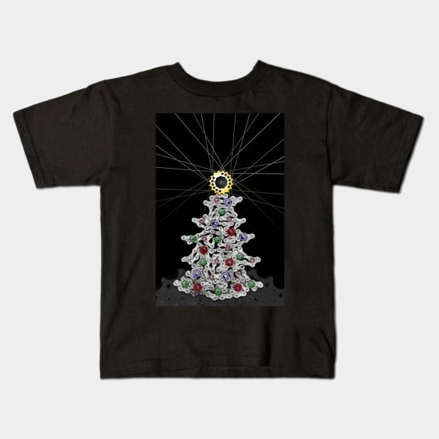 Bike Chain Cycling Christmas Tree Kids T-Shirt by NeddyBetty